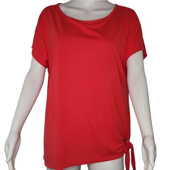 MICHAEL‎ MICHAEL KORS Coral SideTie Short Sleeve Top - Picture 1 of 12